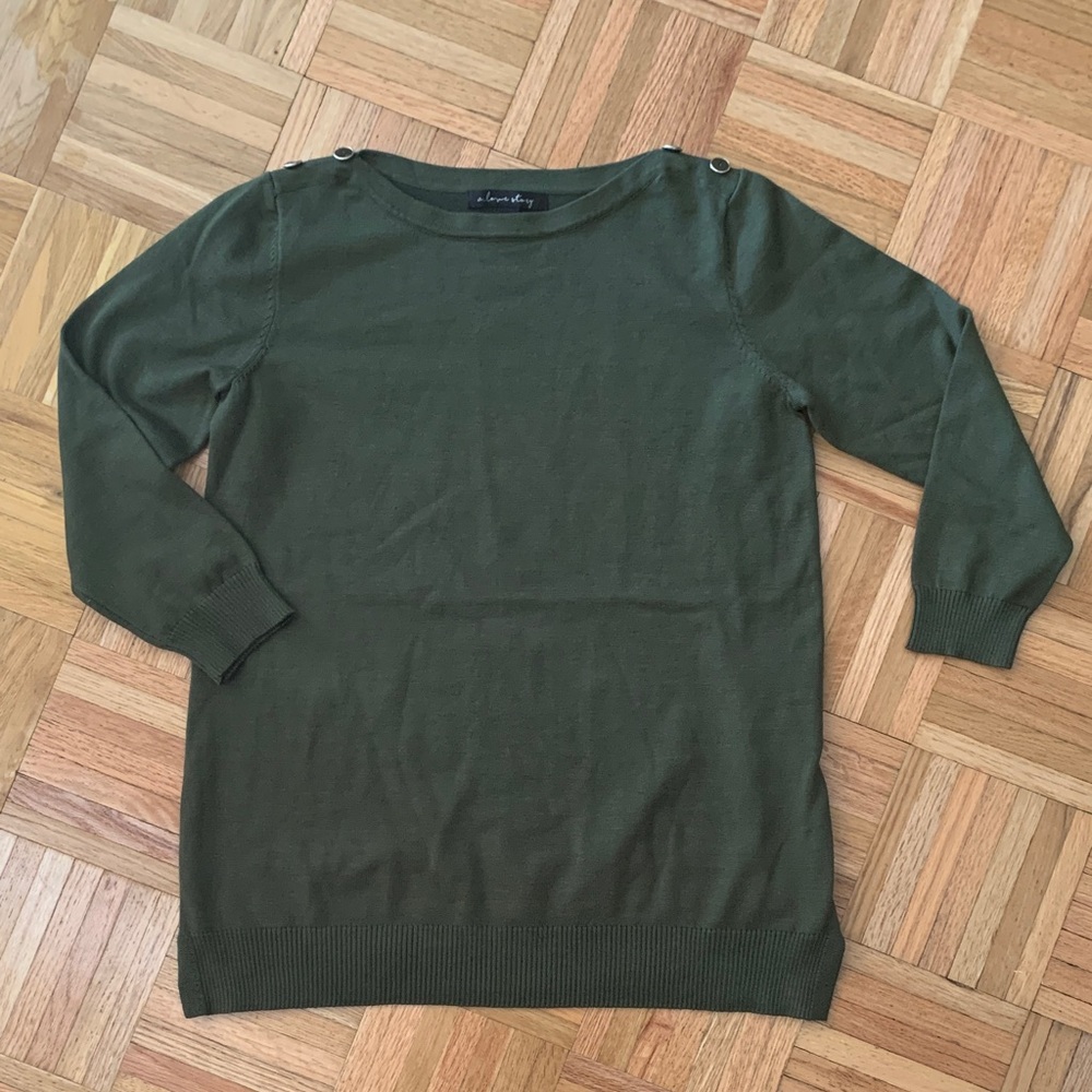 NWOT 3/4 Sleeve Boat Neck Knit Sweater - Women’s Size Small - Army Green